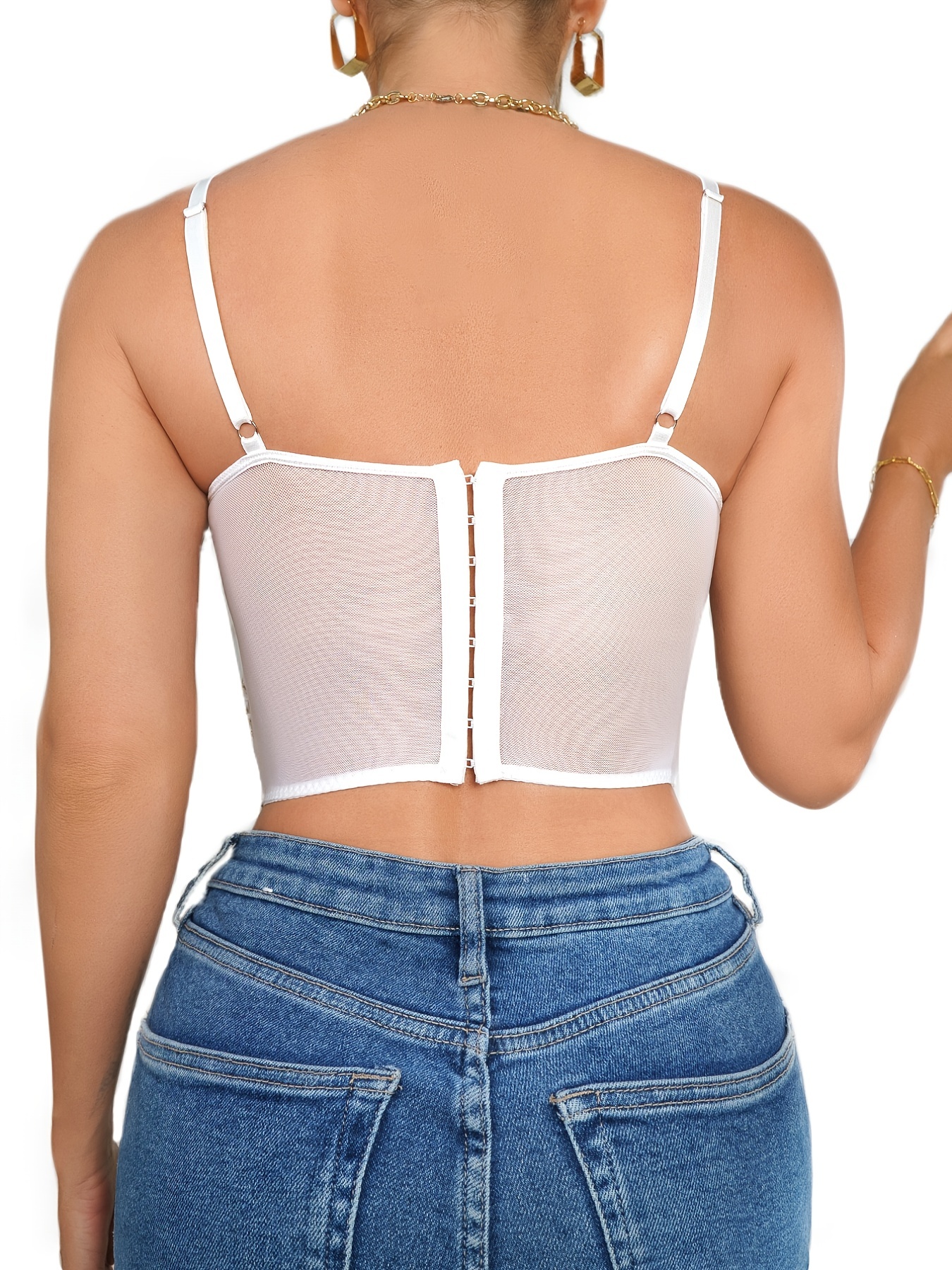 Lace Corset Top For Women Drawstring Mesh Strap Slim Push Up Going Out  Camisole Tank Tops 
