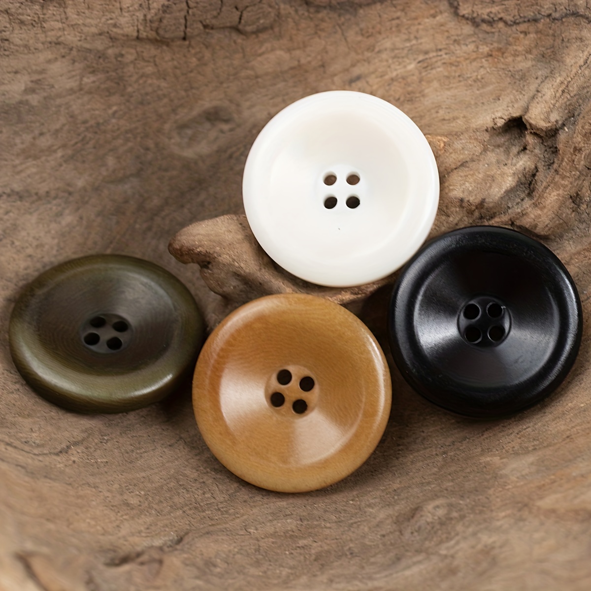 15mm - Four Hole Brown Corozo Button