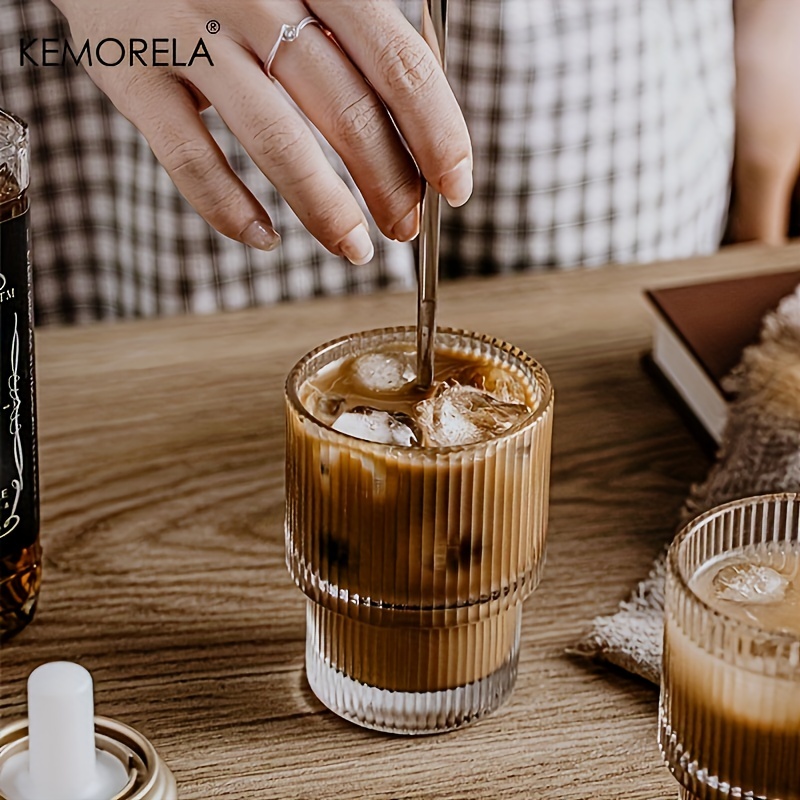 Ribbed Drinking Glasses With Lids And Straws, Origami Style Water Cups,  Iced Coffee Cup, For Beer, Juice, Milk, Birthday Gifts, Drinkware - Temu