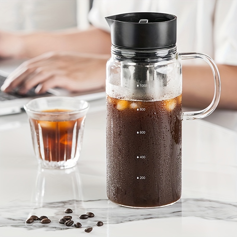 1pc cold brew coffee bottle with double layer stainless steel filter mesh high capacity fruit tea glass bottle 1200ml 40oz coffee tools coffee accessories details 8