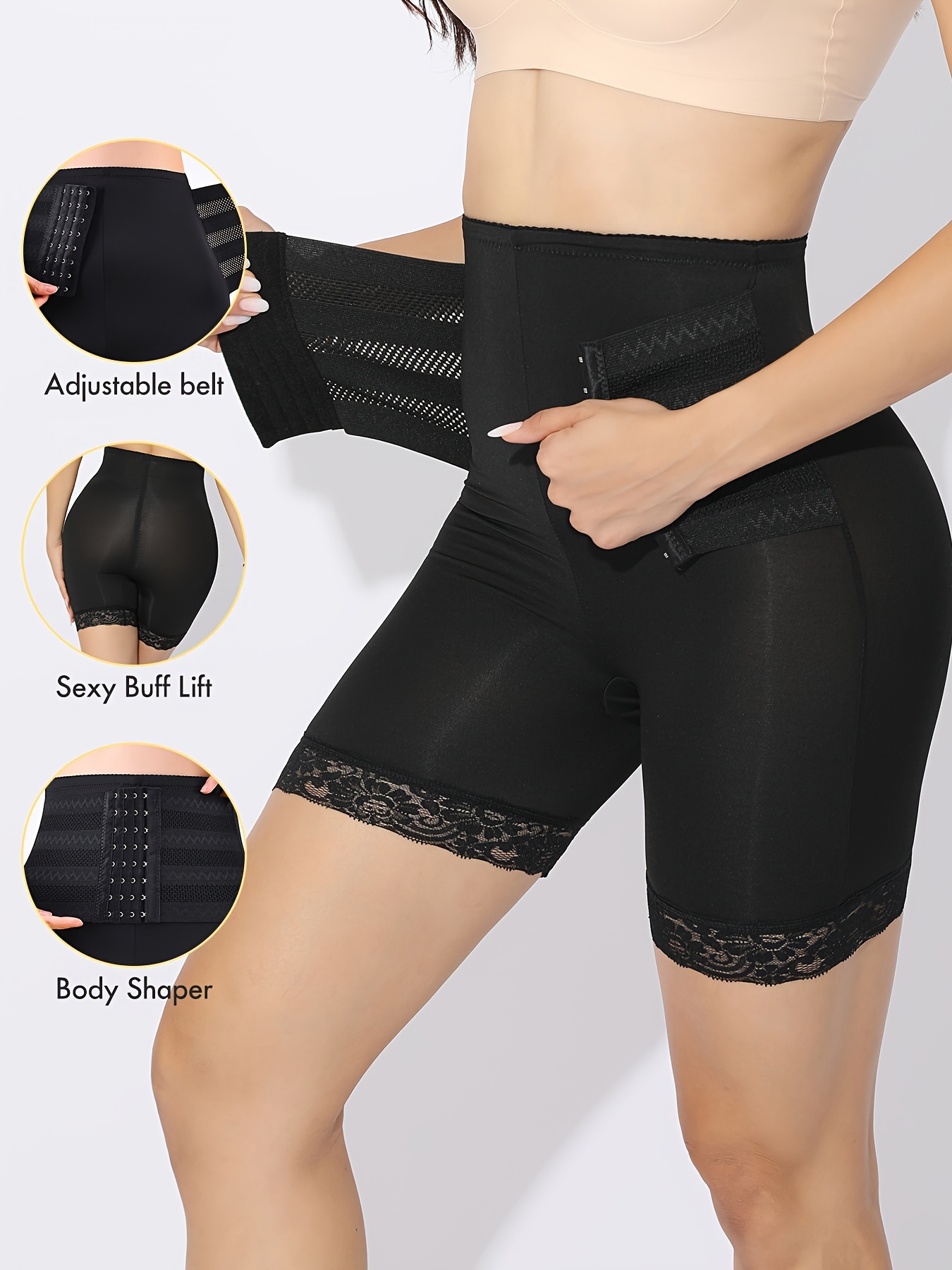 Lace Trim Shaping Panties Front Buckle Tummy Control Butt - Temu Canada