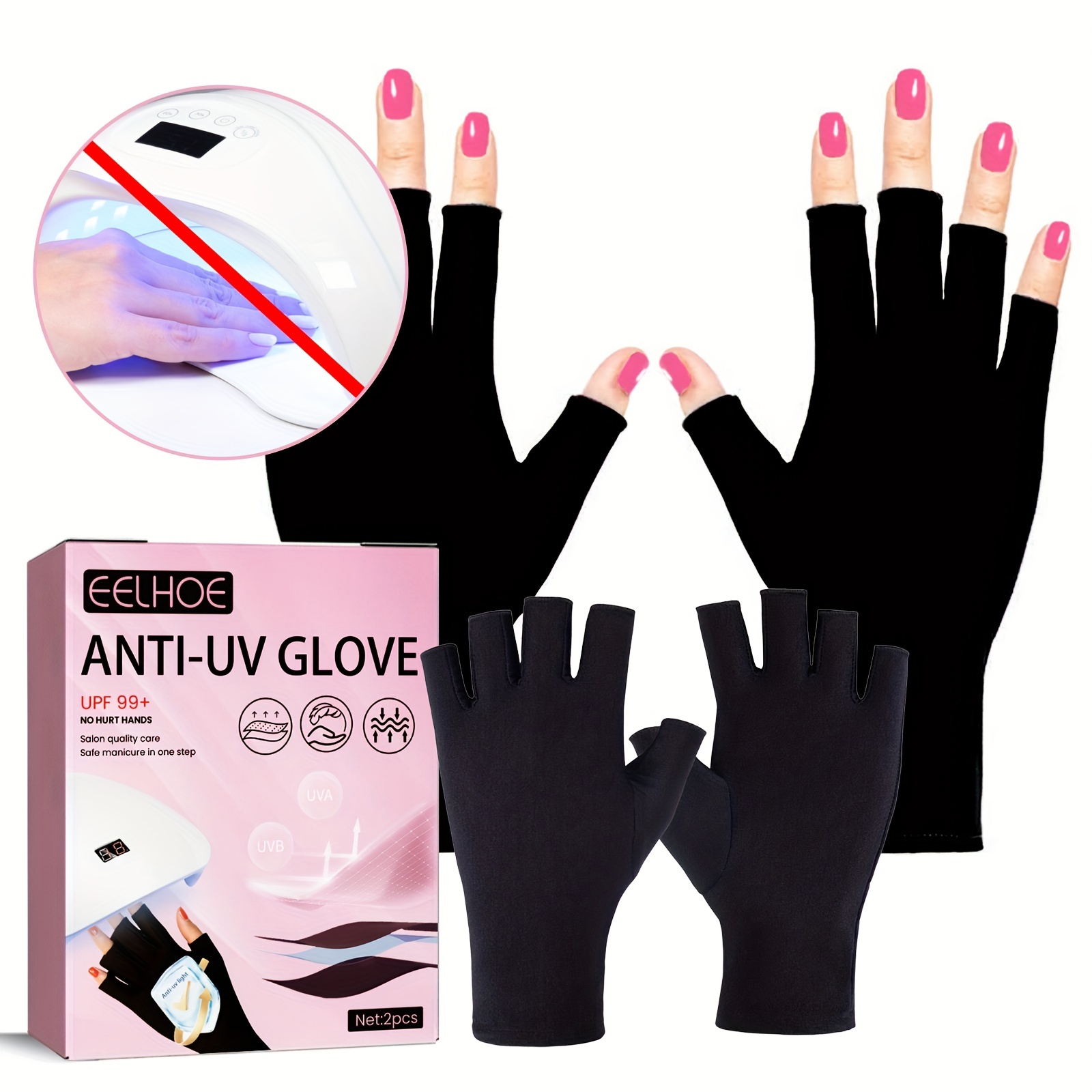 Uv Protection Gloves Nail Light Nail Gloves Uv Protection - Temu