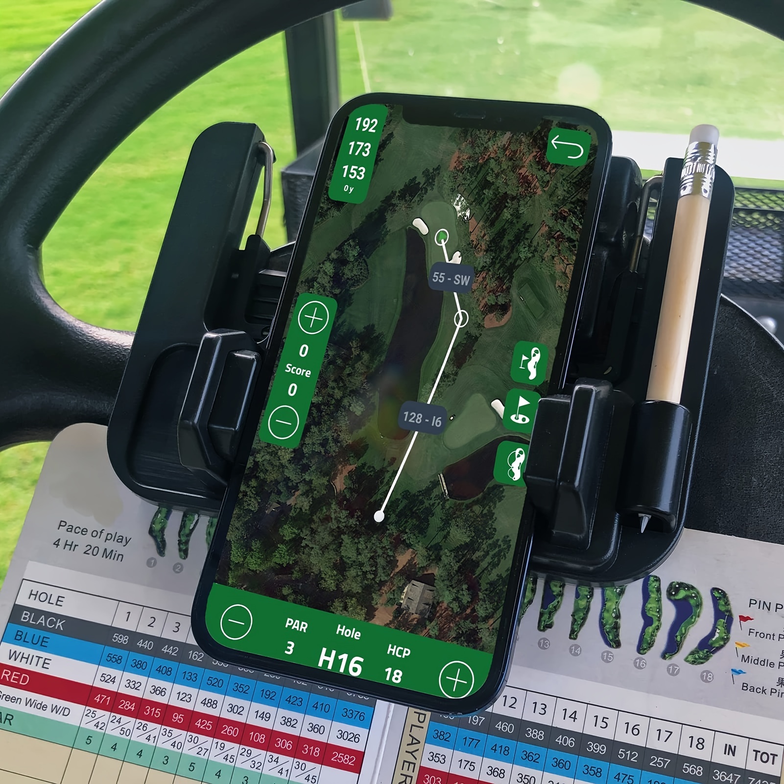 1pc Golf Cart Mobile Phone Holder, Steering Wheel Mobile Phone GPS Bracket  * Golf Cart Accessories, Birthday Gift For Friends Car Lovers, Chri