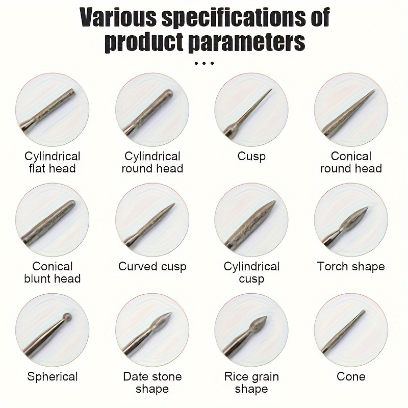 30pcs Diamond Grinding Needle Point Engraving Carving Deburring Polishing