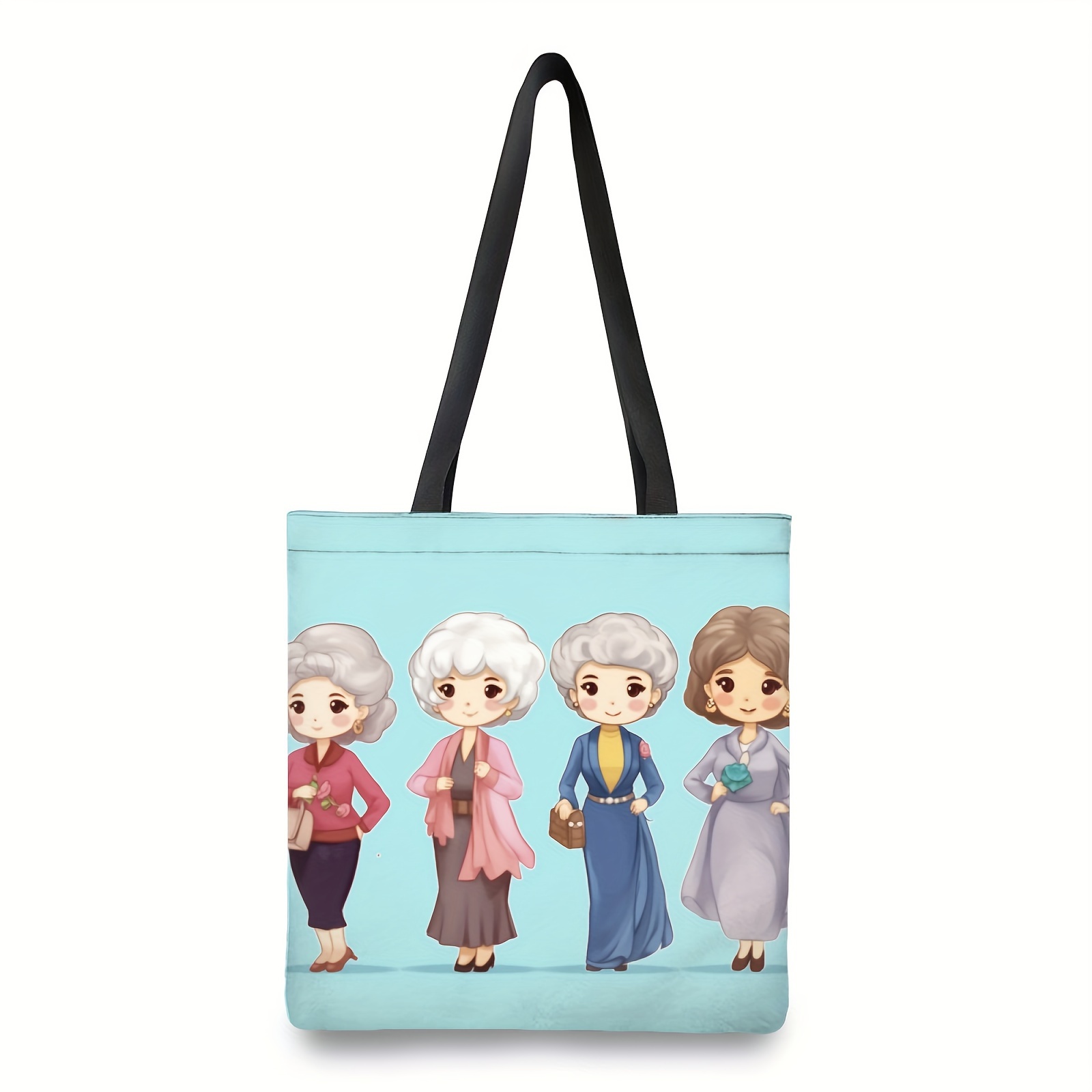 

Reusable Grocery Tote - Cartoon , Large Shoulder Bag For Shopping & School, Foldable Polyester Handbag