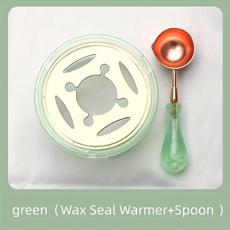 Wax Seal Kit, 1 Set Wax Seal Warmer Melting Spoon Wax Seal Stamp Handle,  Green