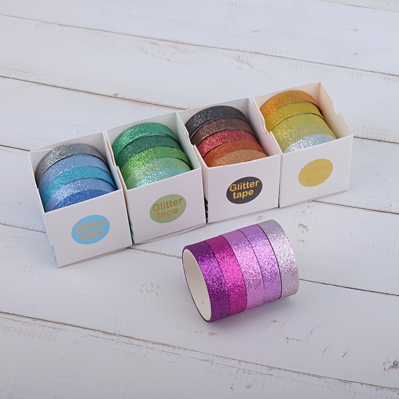 Glitter Washi Paper Tape Sticker  Glitter Washi Adhesive Tape - 5  Rolls/set Colorful - Aliexpress