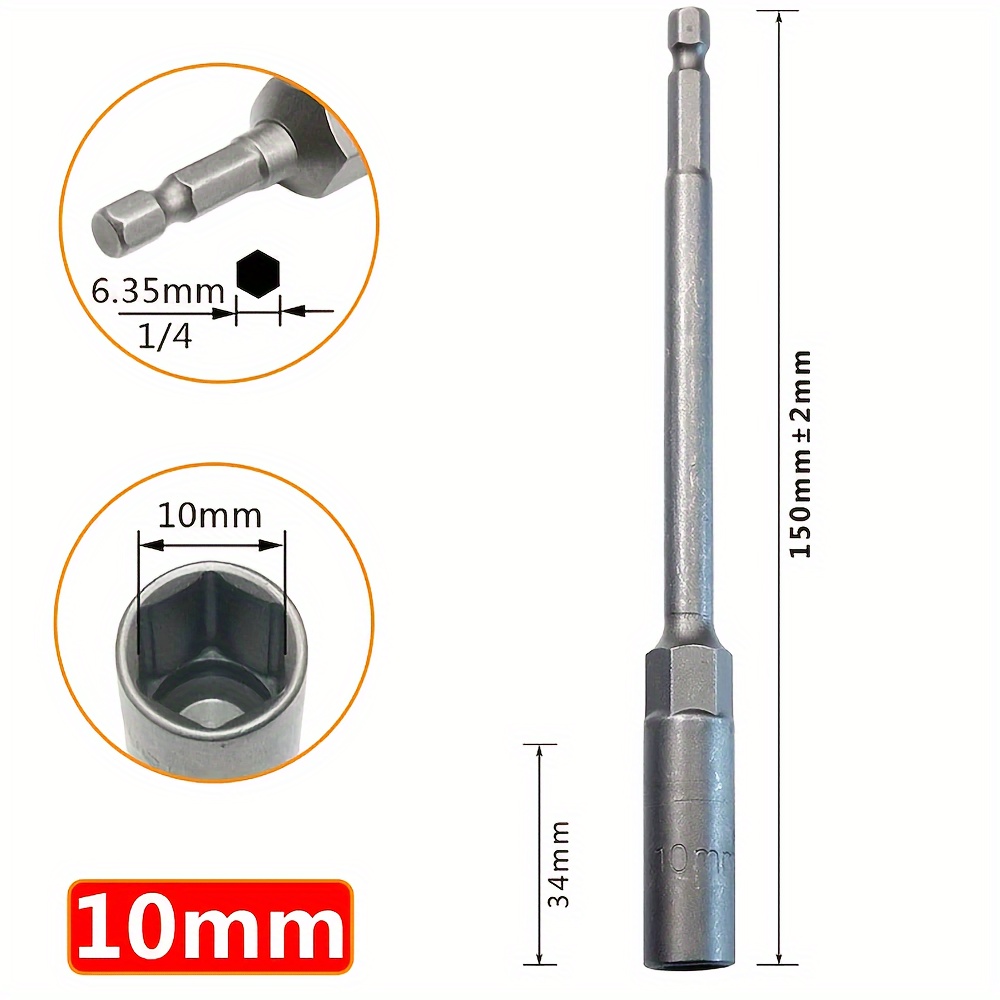 1pc 5.5-19mm Lengthen Electric Drill Socket Head Nut Driver Bit Impact Drill Bits Adapter Socket Wrench Extension Bar 150mm