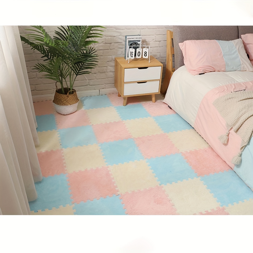 10pcs Plush Foam Puzzle Mats for Kids' Bedrooms & Floors