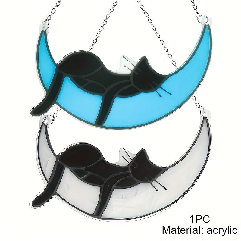 Acrylic Moon Sleeping Cat Window Decor