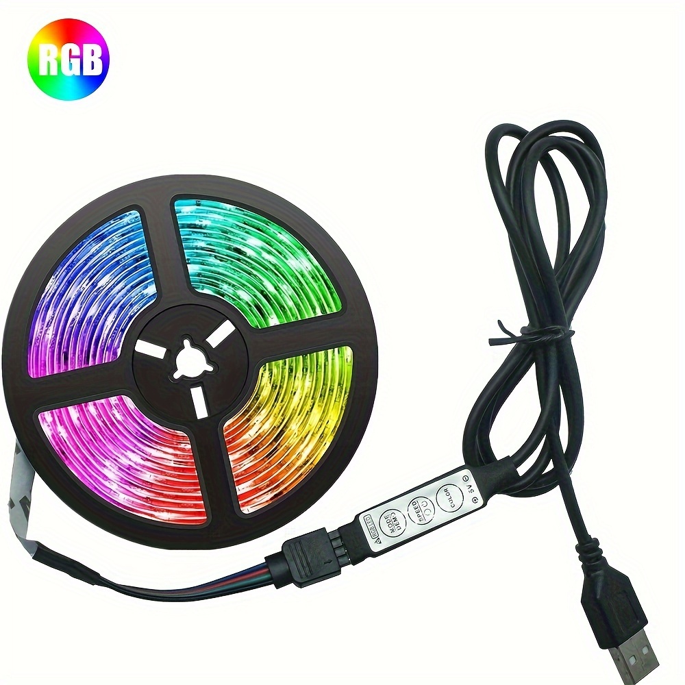 

131.2ft/98.4ft/65.6ft 1-40 Meters Rgb 5050 Led Strip Lights, Music Sync Color Changing 3key Control Usb Powered Led Night Light For Bedroom Room Home Decorative Party Festival Lighting