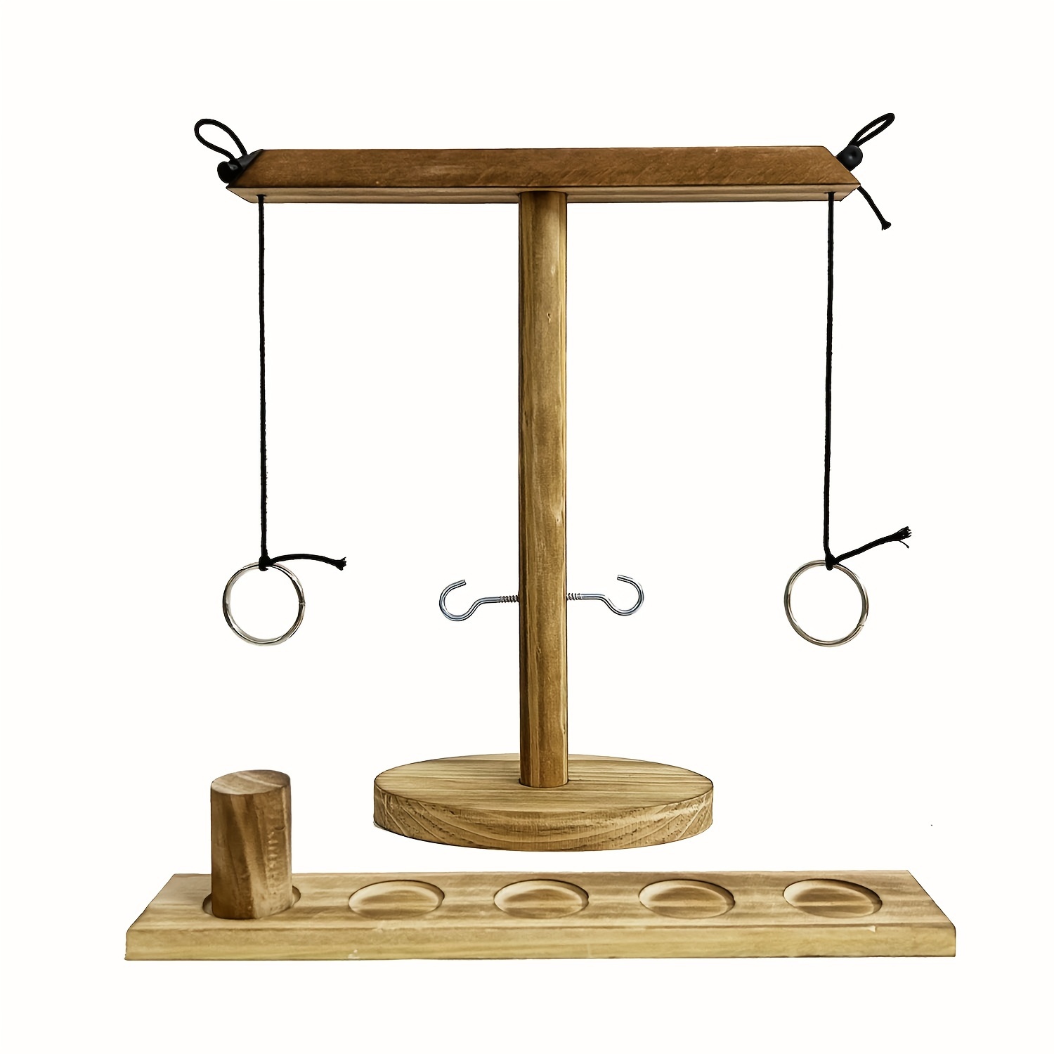 Ring Toss Game Indoor Outdoor Wooden Hook Set
