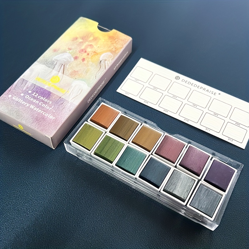 6 Colors Solid Watercolor Paint Set Glitter Solid - Temu