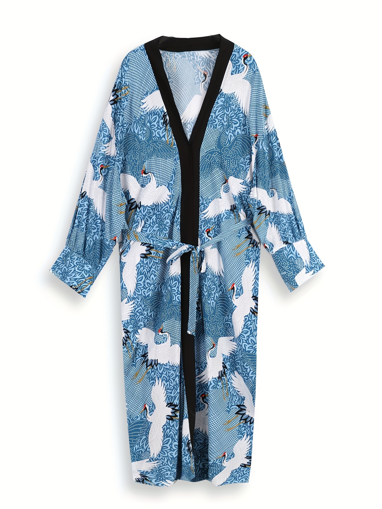 Long Kuwait - Narrow Crane Kimono Print Cuff Below Animal Knee Temu Sleeve