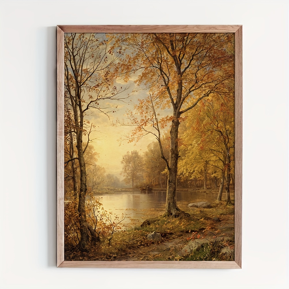 Cuadro moderno de paisajes para decorar el dormitorio - Lago en Otoño -  grecaridea