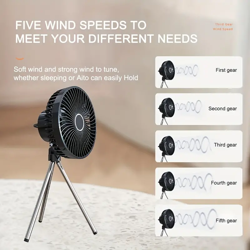 Windy - ventilateur de table portable à piles, noir