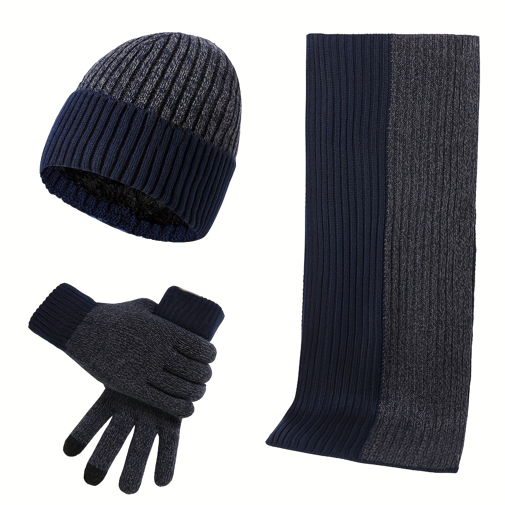 Block Colour Beanie, Gloves and Scarf Set