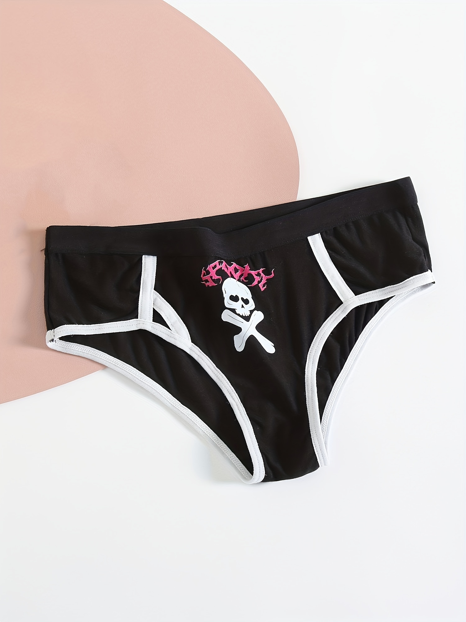 3pcs Punk Skull Pattern Briefs, Comfy & Funny Halloween Stretchy Intimates  Panties, Women's Lingerie & Underwear