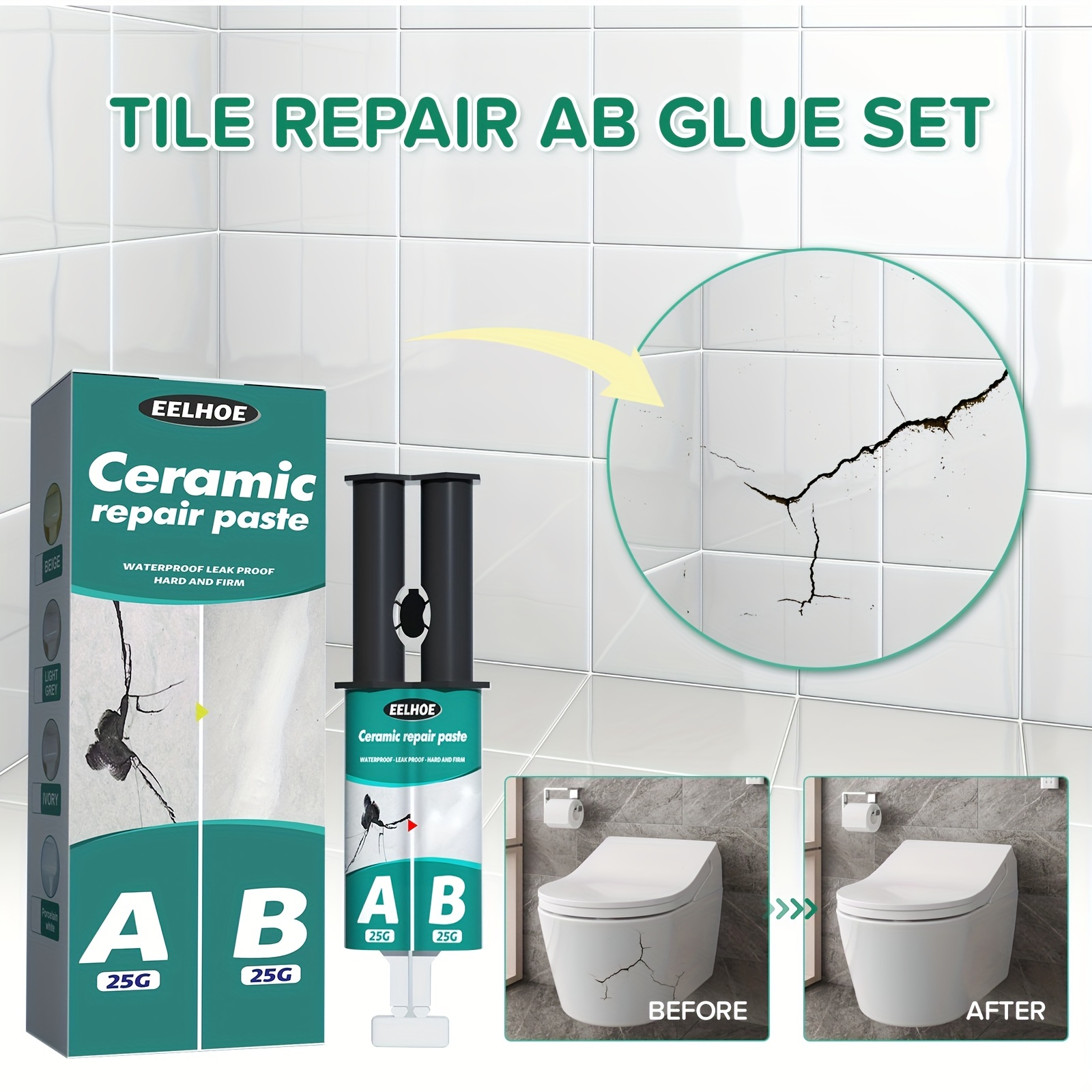 Tile Glue - Firm Tile Glue Adhesive For Bathroom Waterproof,100ml Tile  Repair Kit Household Ceramic Tile Glue For Kitchen, Bathroom, Shower, Pool,  Toi