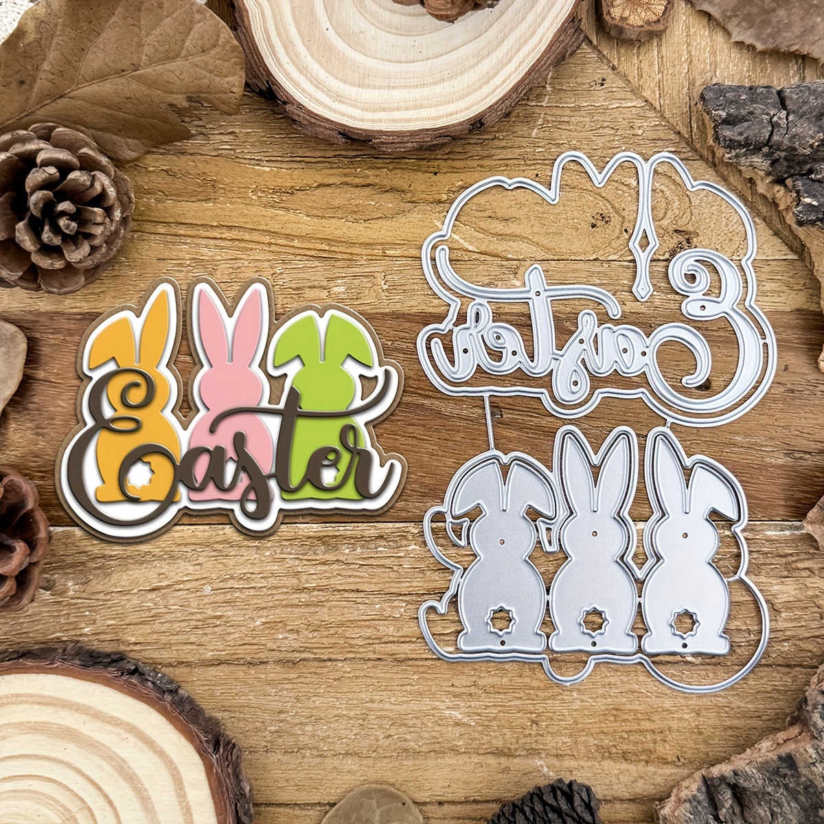 Rabbit Metal Cutting Dies Decoration,Sign Decorative Handmade Easter Egg  Bunny Die Cuts for Festival Birthday Holiday Scrapbook Card Making