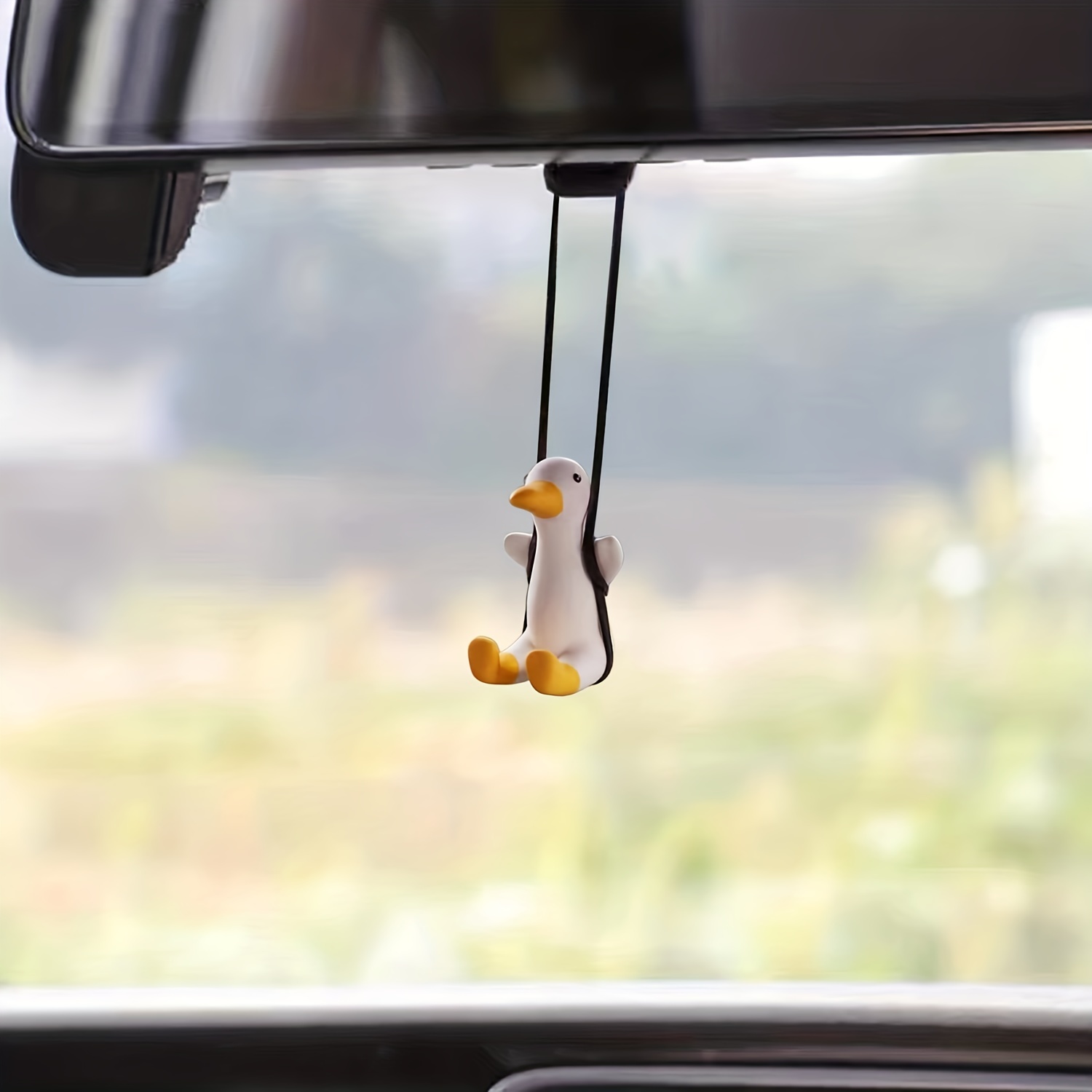 Swinging Duck Hanging Figure Cute Swing Duck For Car Rear View Mirror  Pendant