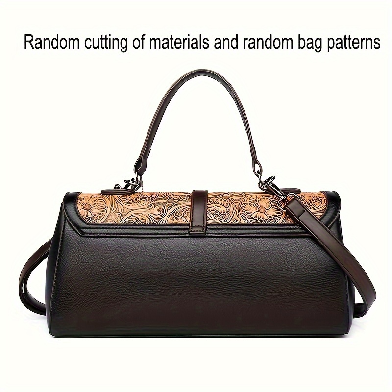 Retro Jigsaw Puzzle Print Crossbody Bag, Trendy Pu Leather