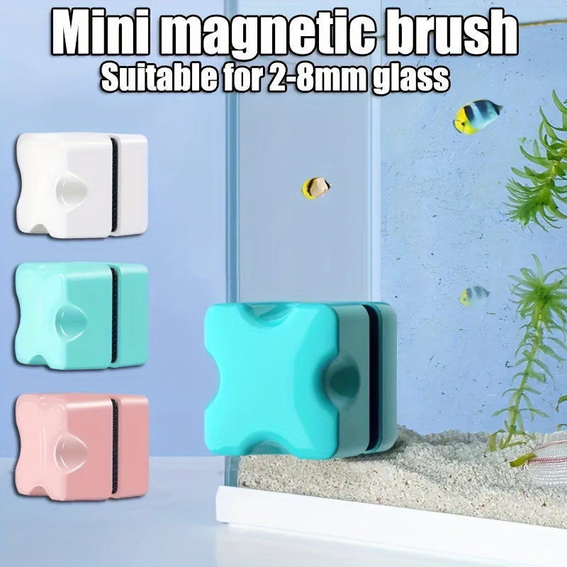 [Magnetic Cleaner] Colorful Mini Magnetic Fish Tank Cleaner Brush | 1pc | Fabric Material | Double-Sided, with Blue Stripe Design | Aquarium Cleaning | Aquarium Glass Cleaning | | Easy to Use