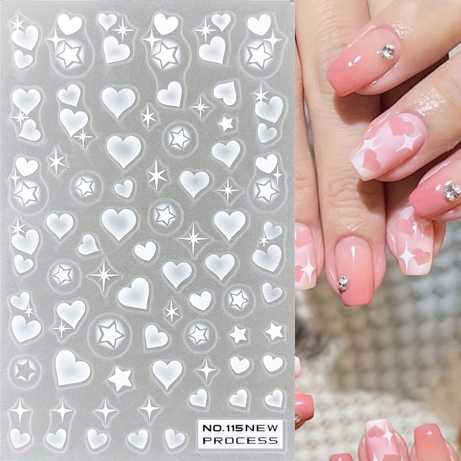  8 Sheets Valentine Nail Art Stickers Decals 3D Self