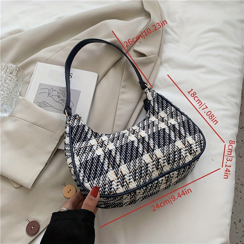  Fashion Shoulder Hobo Bags for Women Wool Tweed Tote