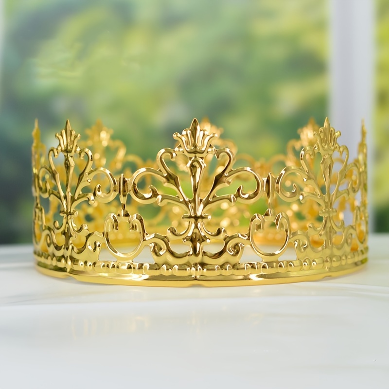 Golden Crown Cake Topper Birthday Mini Crown Crystal Pearl - Temu