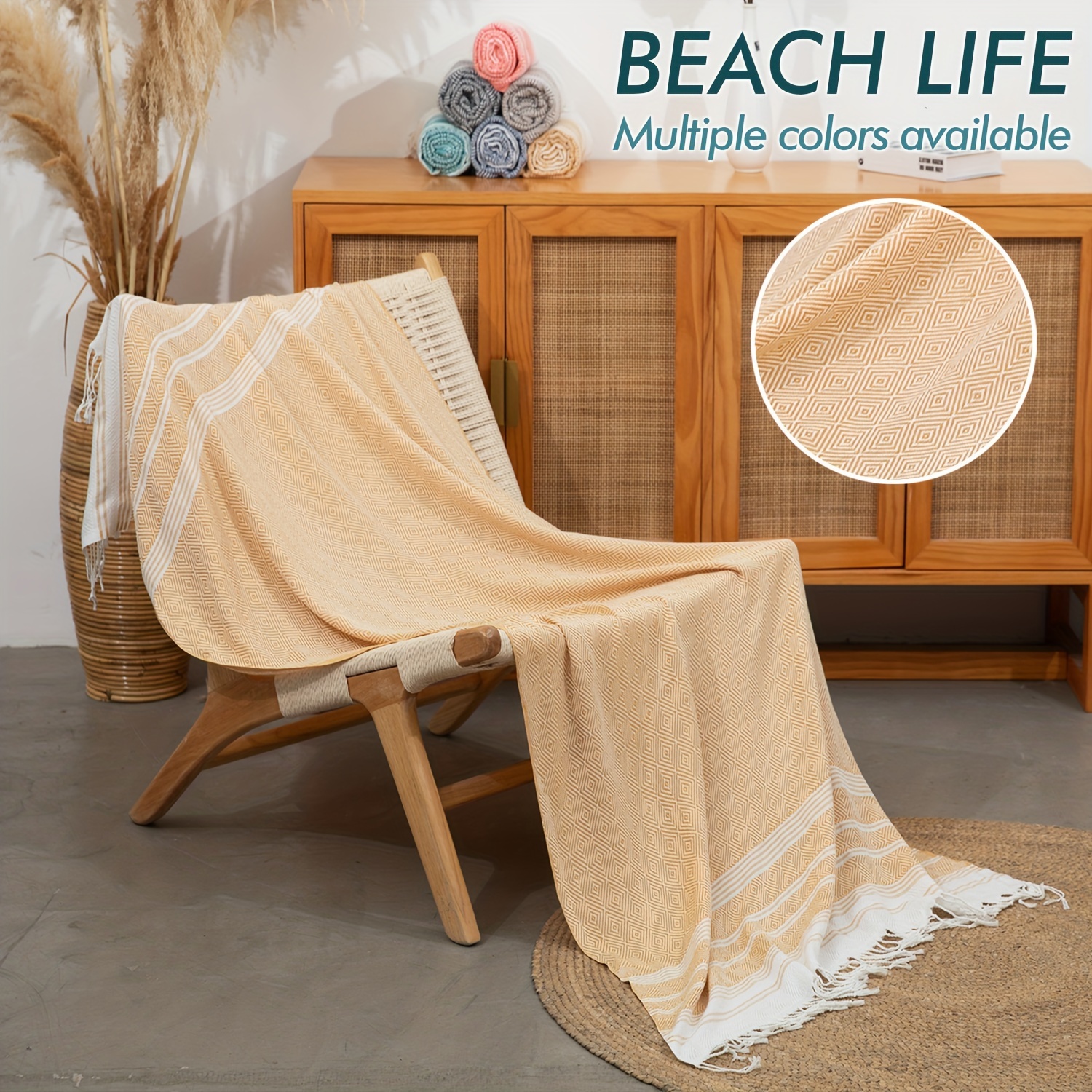 

1pc Oversized Turkish Beach Towel, Quick Drying Absorbent Beach Towel, Sandproof Lightweight Beach Blanket, For Outdoor Travel Camping Summer Vacation, Beach Essentials