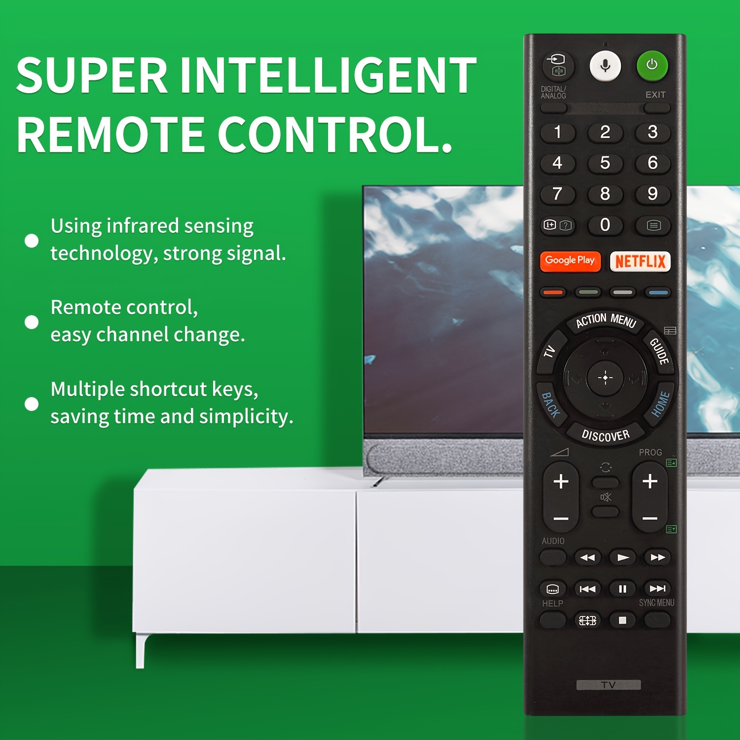El control remoto universal más nuevo reemplaza el control remoto Sony TV  con botón Netflix, repuesto para todos los televisores Sony LCD LED y  Bravia