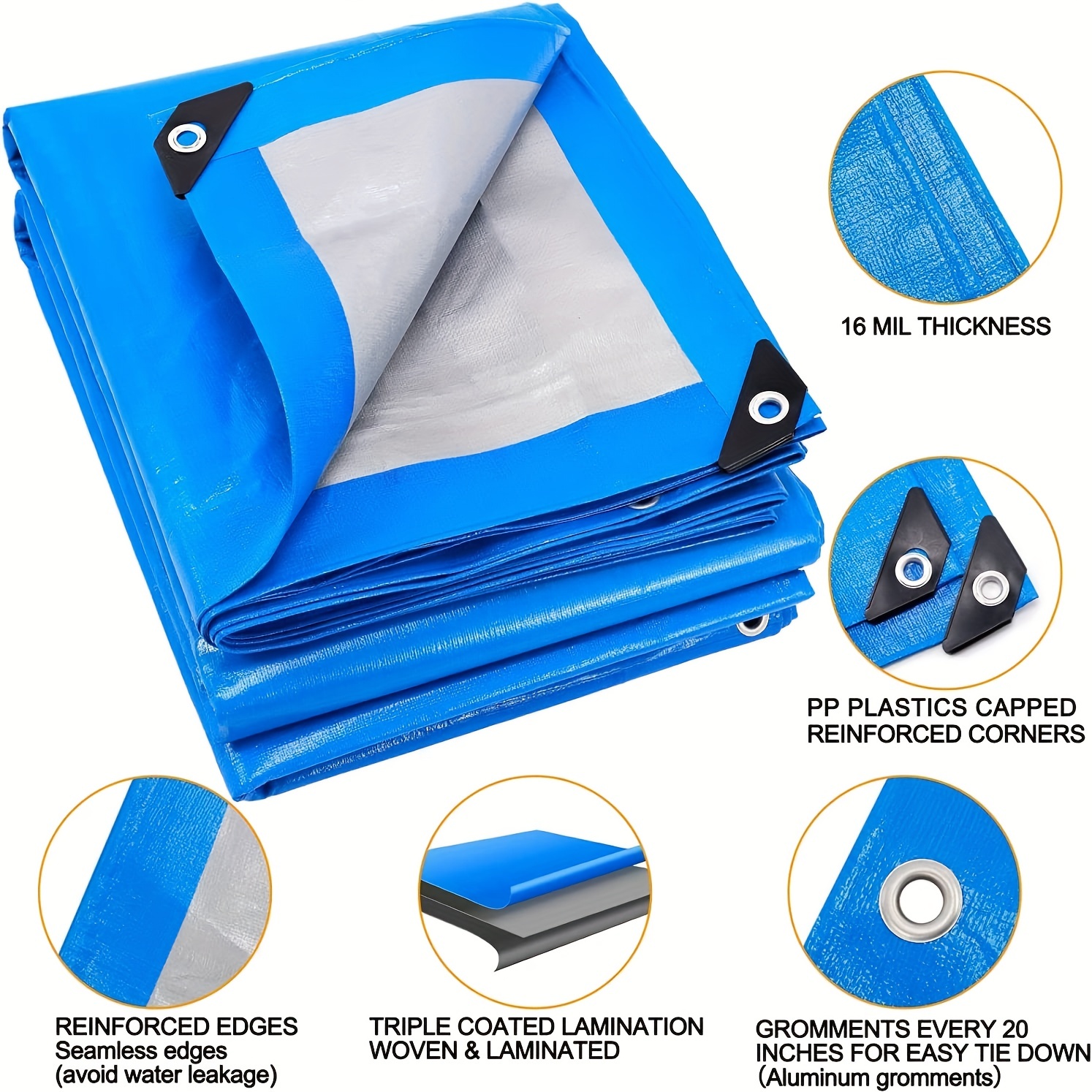 Thickened Blue Waterproof Cloth Multipurpose Poly Tarp - Temu