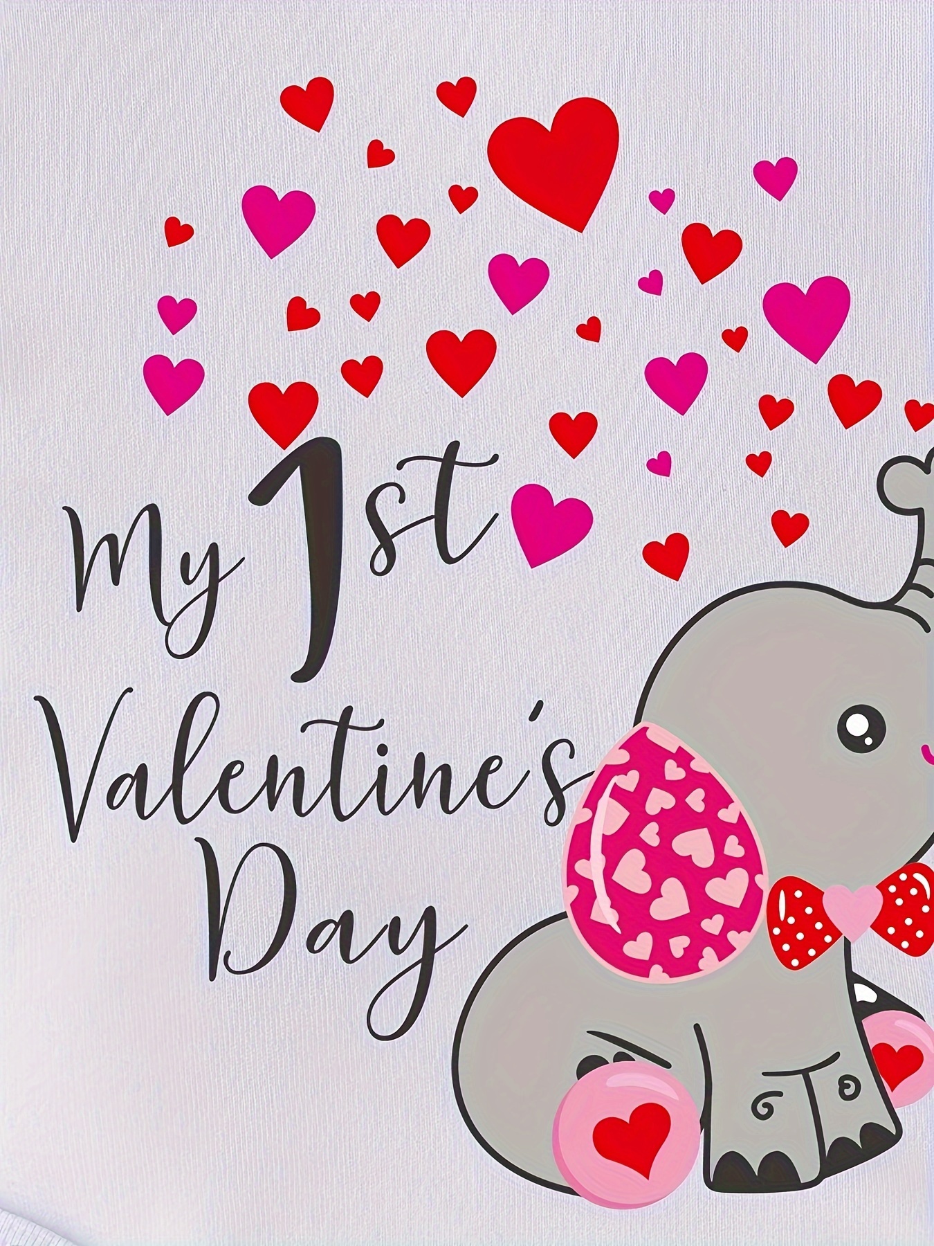 1st Valentine's Day Letter Print Cute Elephant Love Heart - Temu