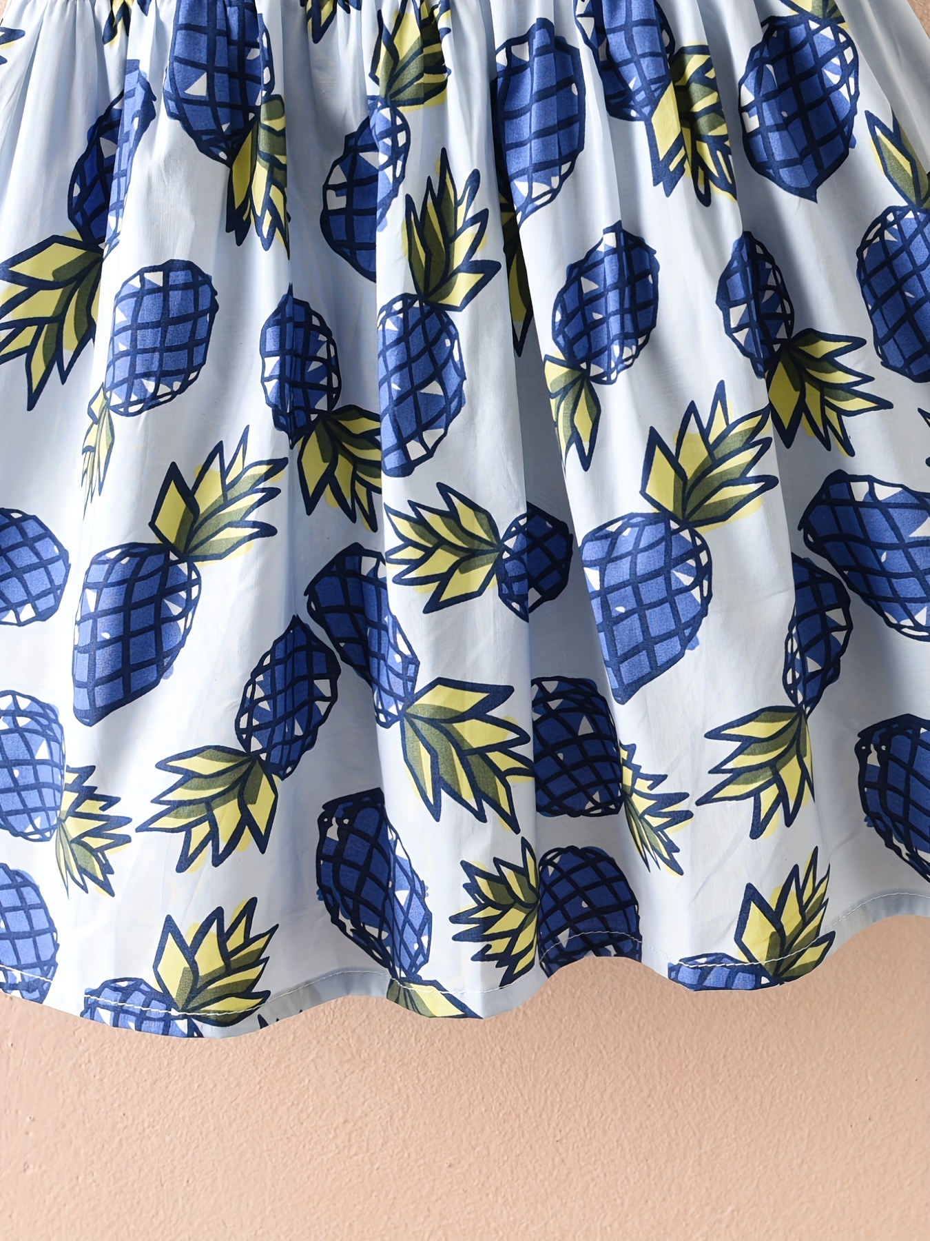 Abito estivo senza maniche con stampa di frutta per ragazze, vestito da  principessa con collo rotondo, grazioso vestito estivo con motivo di ananas