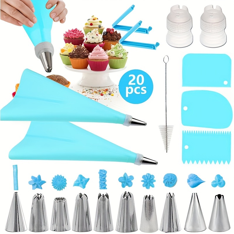20pcs blue piping mouth set cream piping nozzle piping bag Temu