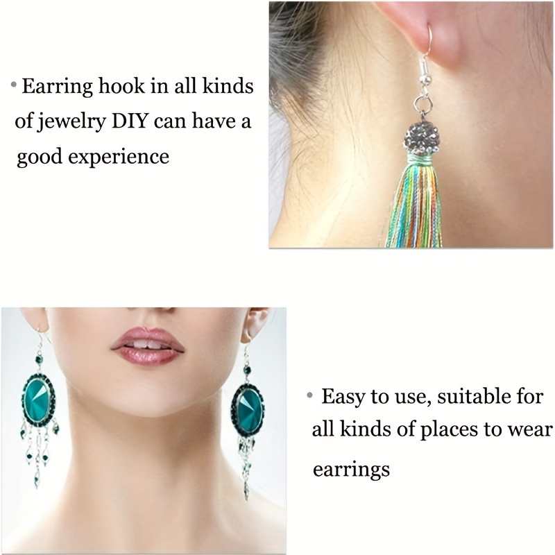 120/240Pcs Silver Earring Hooks DIY Jewelry Beads Ear Wires Making Findings  Kit