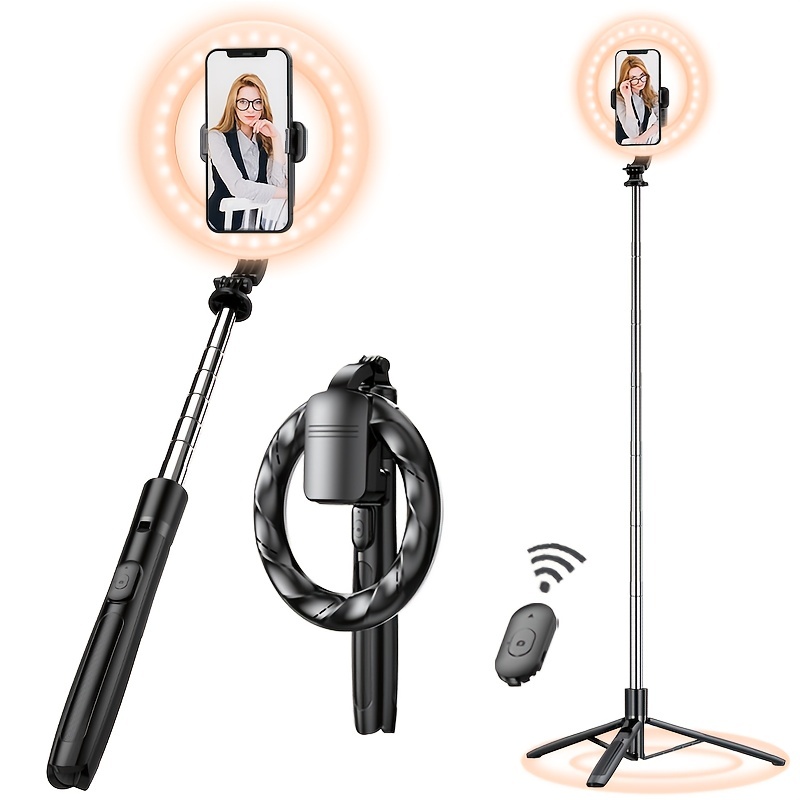 Selfie Ring Light With Tripod Stand Phone Holder Portable - Temu
