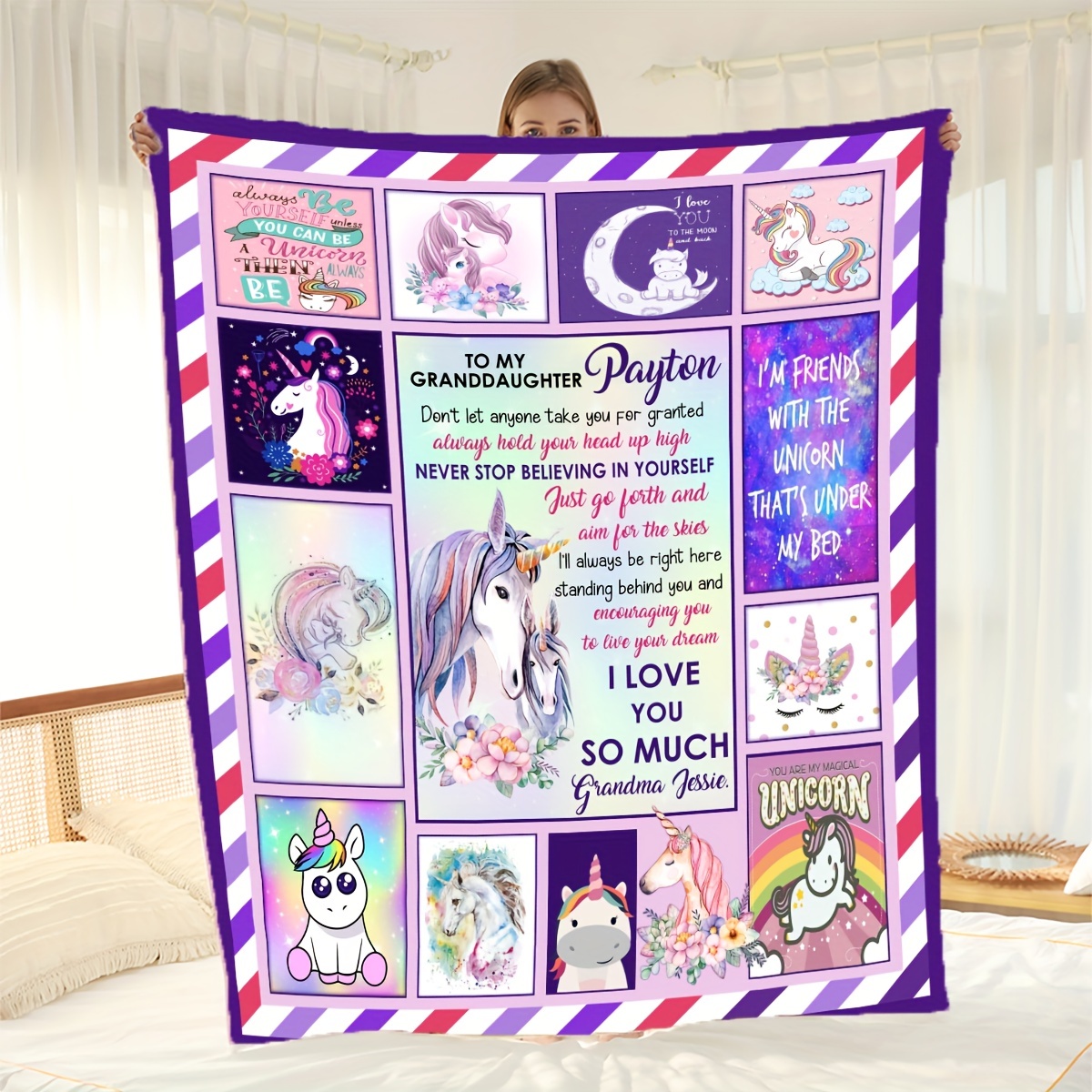 Unicorn Blanket For Granddaughter Warm Cozy And Soft Throw Temu