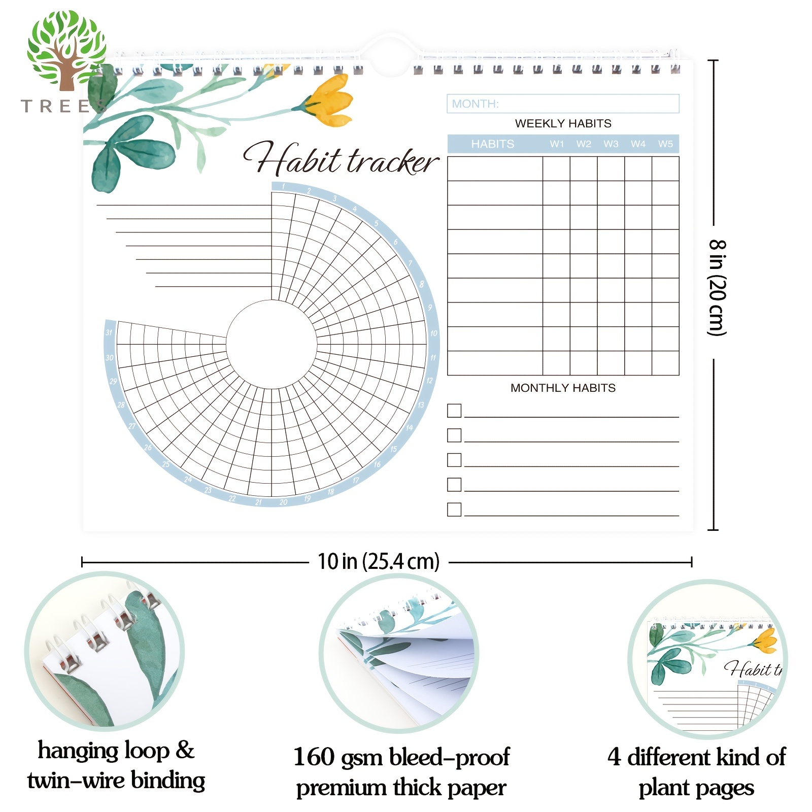 Trees Habit Tracker Wall Calendar With Time Management - Temu