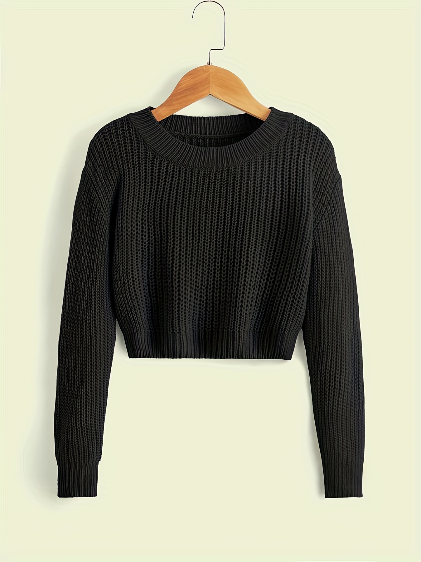 Elegant Girls' Cropped Shawl Knit Long Sleeve Sweater Party - Temu