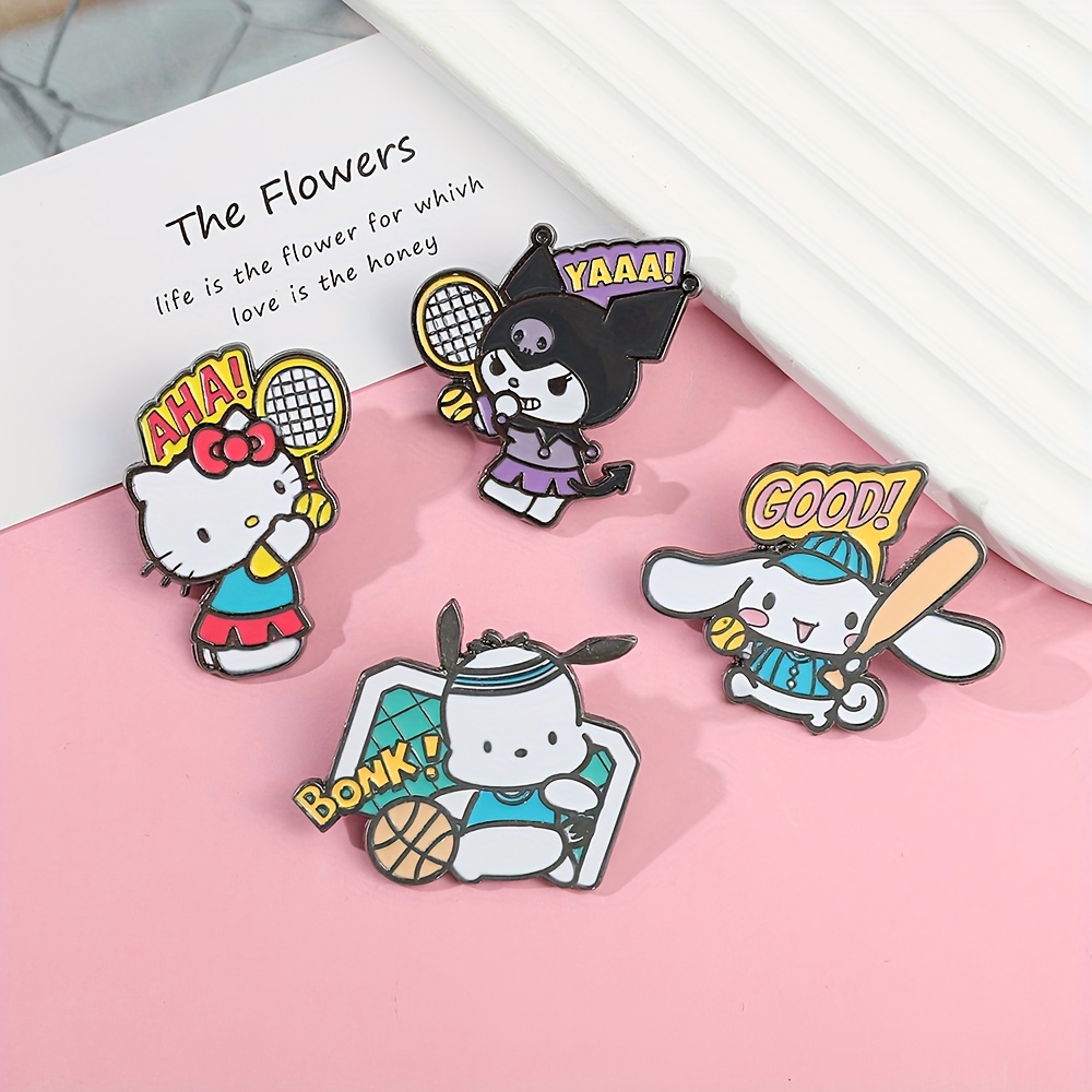 Hello Kitty Enamel Pin Sanrio for Lapel Backpacks Bags Pink Flower