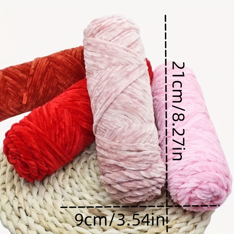 BATELO 4 Skein Chenille Velvet Blanket Amigurumi Plush Scarf  Yarn for Crocheting and Knitting 100gr(43yd)×4 - Ginger