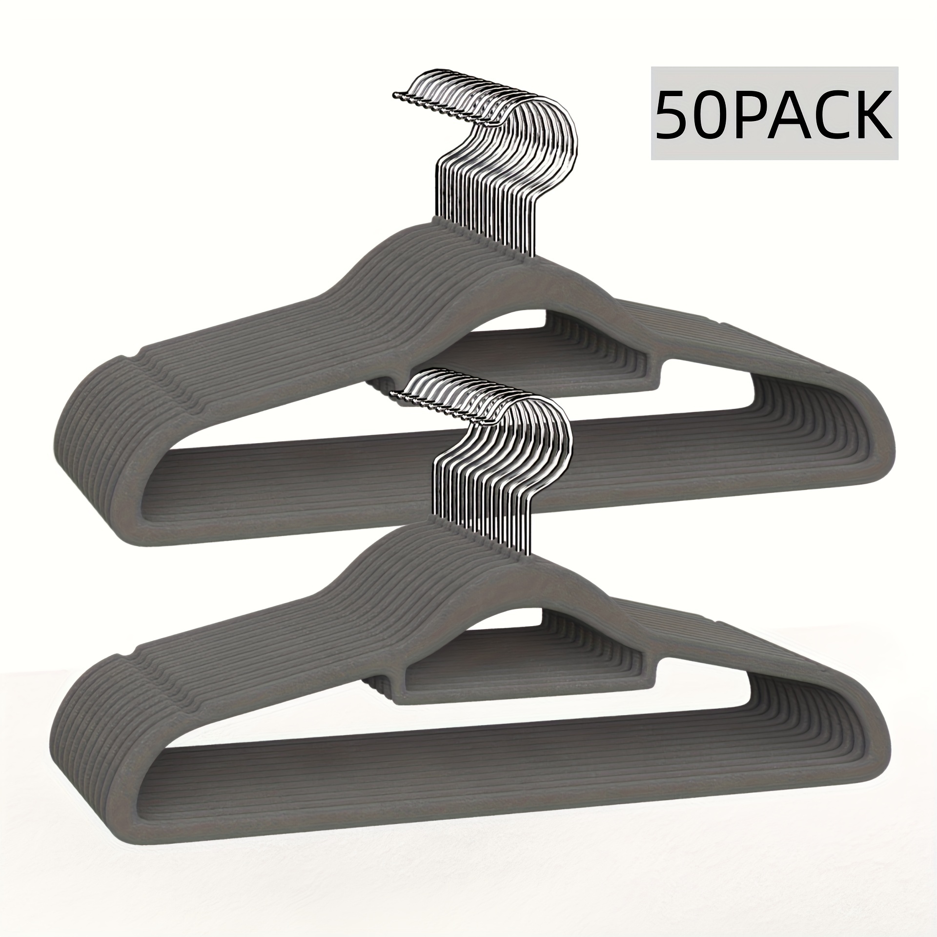 Space Saving Non Slip Hangers, 50 Pack, Black 