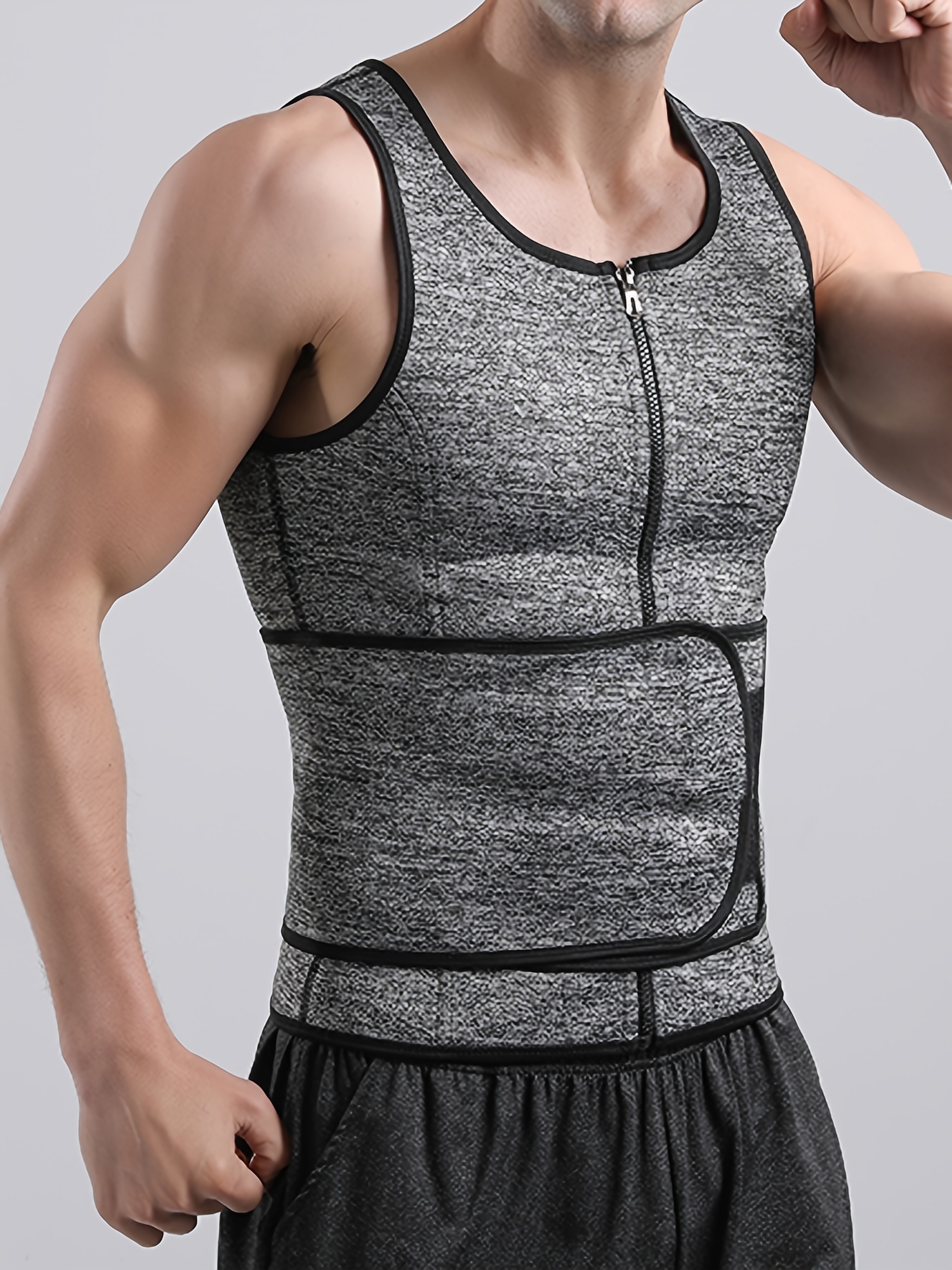Mens Neoprene Slimming Body Shaper Fitness Sweat Shapewear Waist Body  Building Slim Fit Zipper Vest