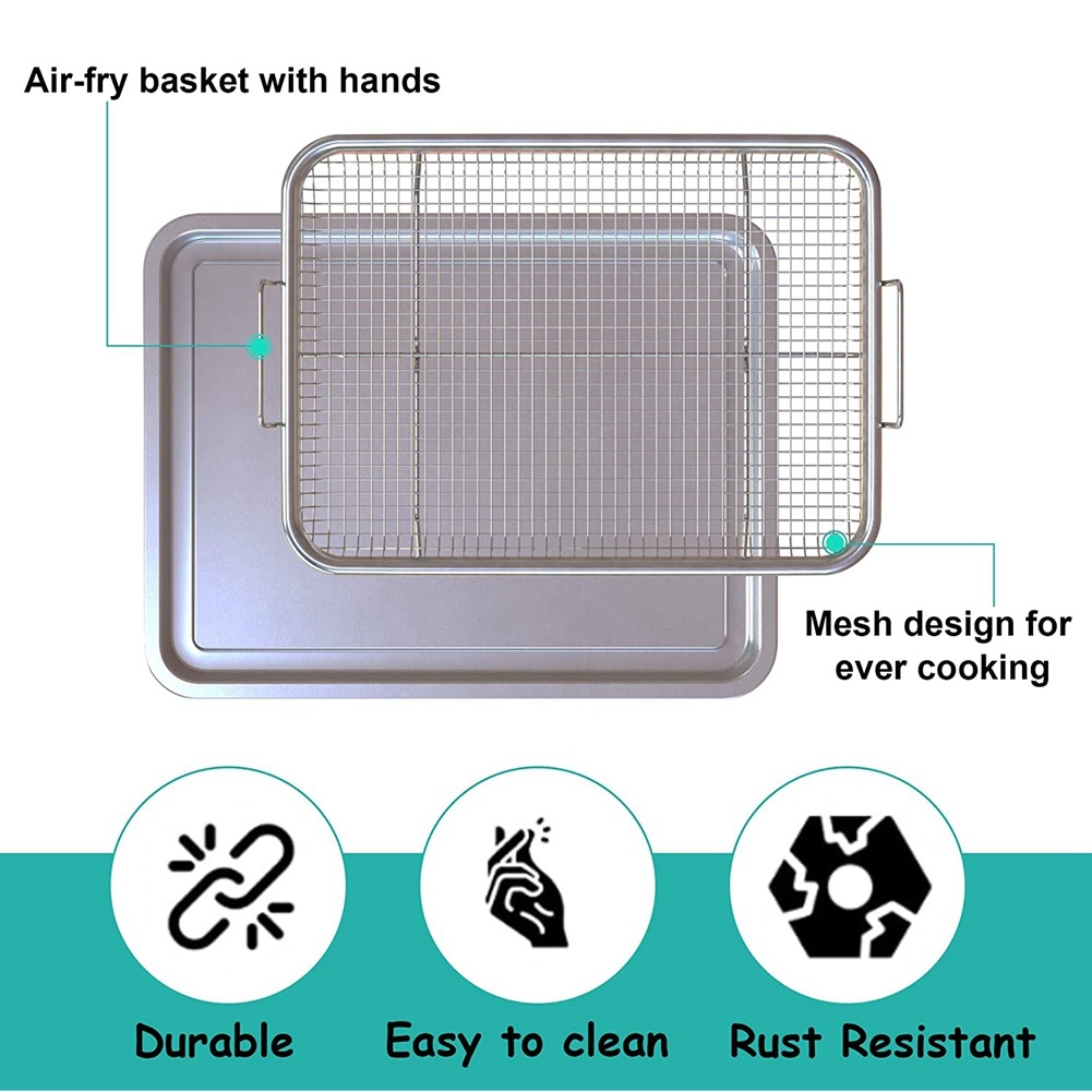 Non-stick Air Fryer Basket Set For Oven, Stainless Steel Crisper