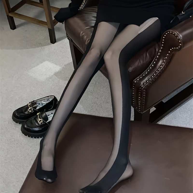 Solid Color Cropped Slim Fit Pantyhose Sexy Semi sheer - Temu