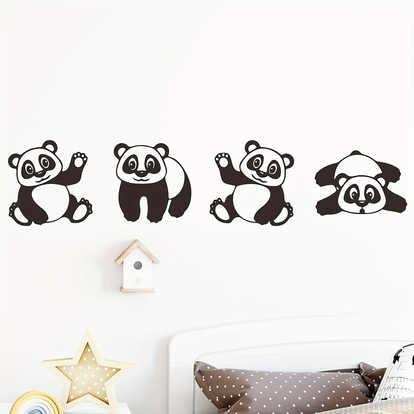 Cartoon Panda Pattern Wall Sticker Vinyl Self Adhesive - Temu