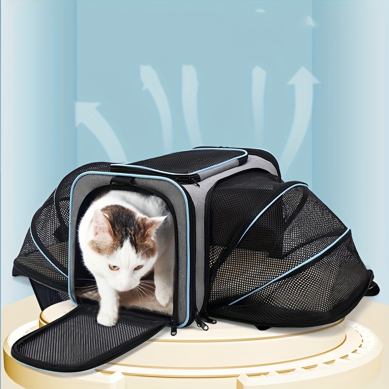 Cat Carrier, 3 Sides Expandable Foldable Pet Carrier for Cat Dog,  Breathable TSA Airline Approved Soft-Sided Dog Carrier Pet Travel Carrier  Bag with