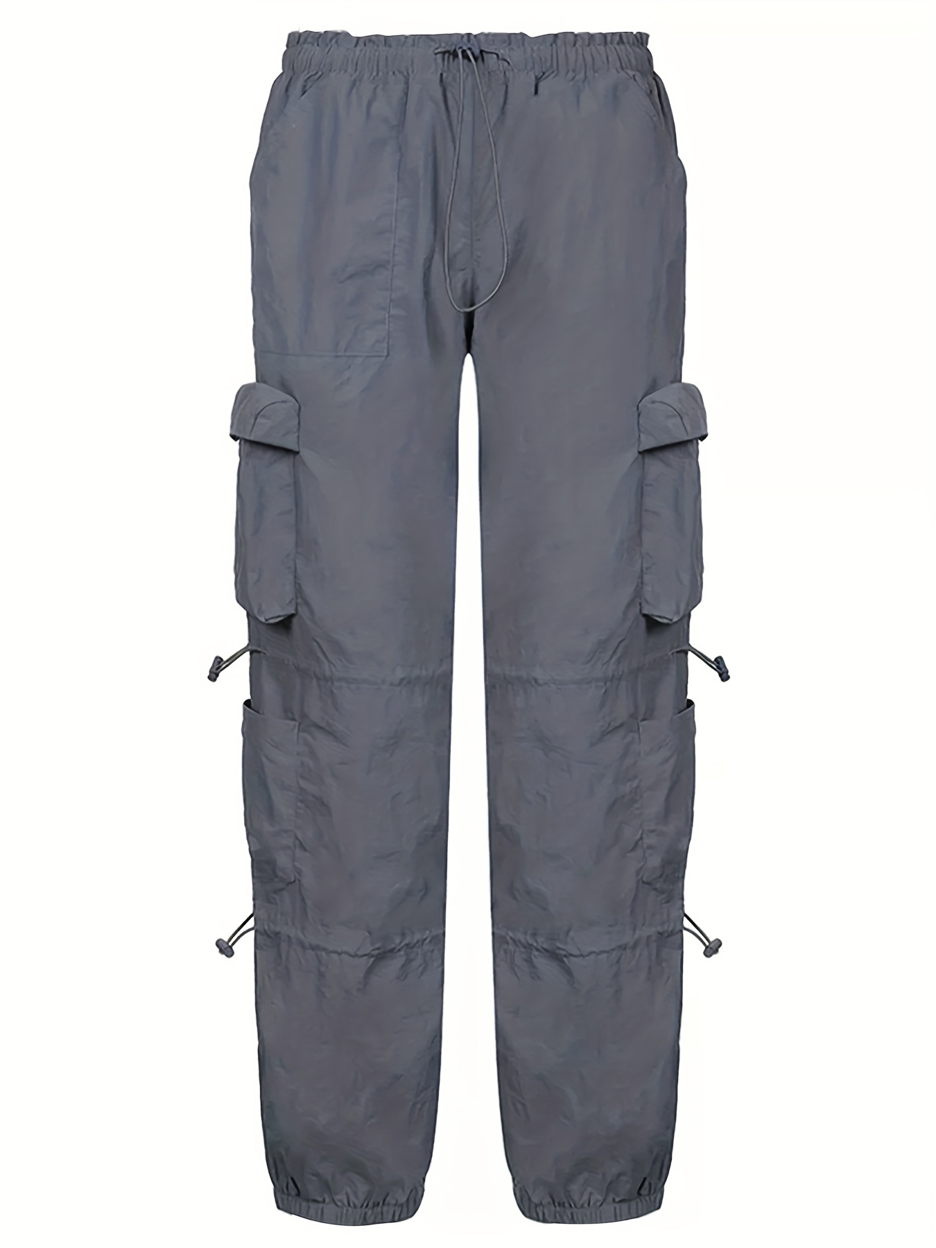 Y2k Low Waist Parachute Cargo Pants Solid Drawstring Baggy - Temu